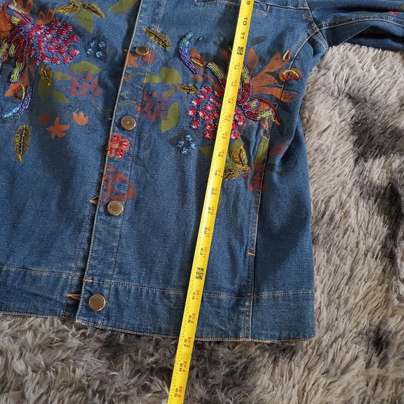 Susan Graver embellished stretch jean jacket S - Picture 7 of 9